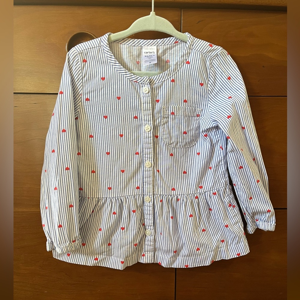 Carter’s Girl’s Heart Top Button Down Shirt 2T